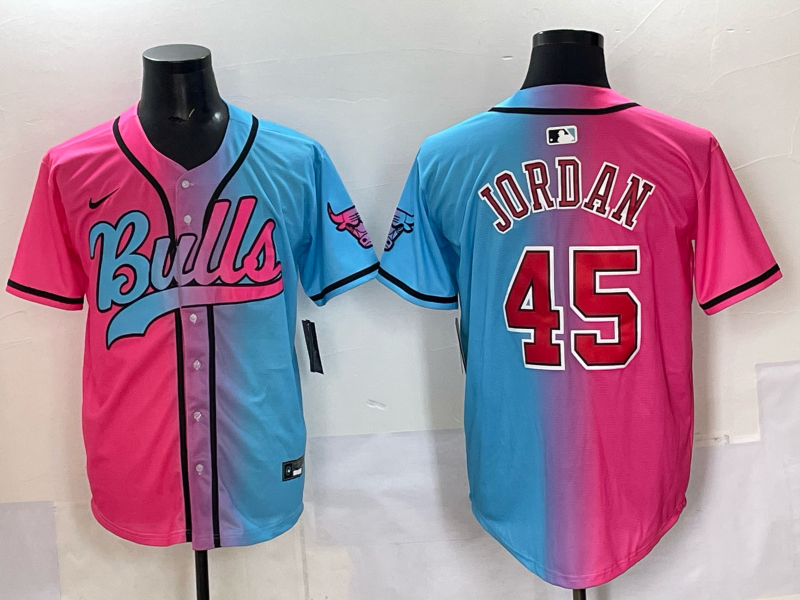 Men Chicago Bulls Nike #45 Jordan Blue pink NBA 2025 Jersey style 068